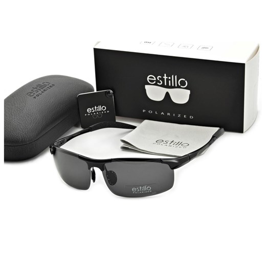 Męskie okulary sportowe przeciwsłoneczne z polaryzacją czarne EST-612-1 ze sklepu Stylion w kategorii Okulary przeciwsłoneczne męskie - zdjęcie 185964265