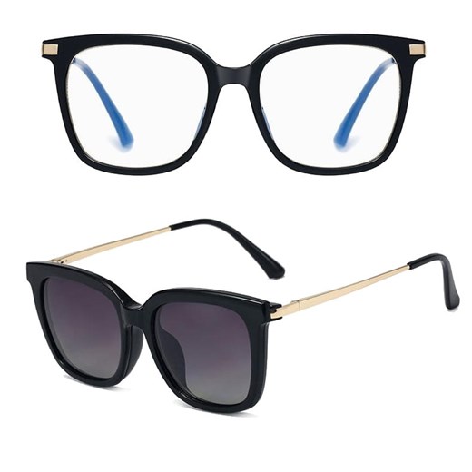 Damskie okulary do komputera z nakładką przeciwsłoneczną Clip-on 25109 ze sklepu Stylion w kategorii Okulary zerówki damskie - zdjęcie 185964276