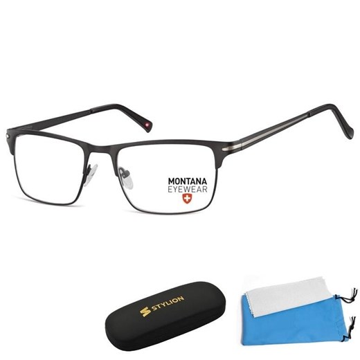 Oprawki korekcyjne okulary optyczne prostokątne Montana flex MM604 czarny + srebrny ze sklepu Stylion w kategorii Okulary korekcyjne męskie - zdjęcie 185964357