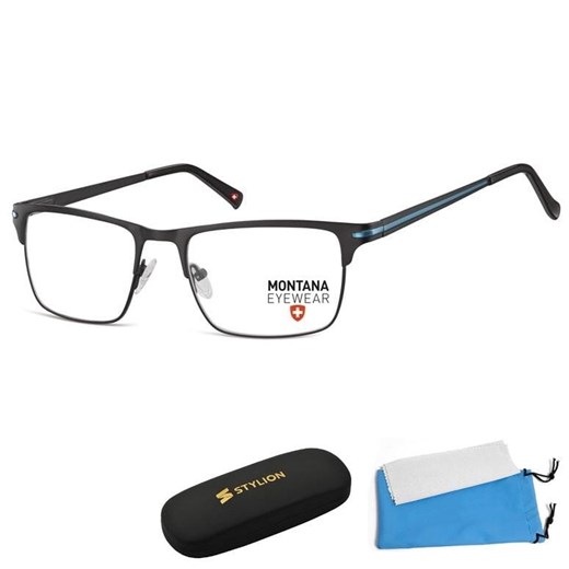 Oprawki korekcyjne okulary optyczne prostokątne Montana flex MM604A czarny + niebieski ze sklepu Stylion w kategorii Okulary korekcyjne męskie - zdjęcie 185964359