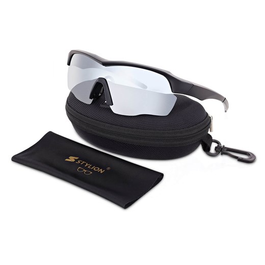 Sportowe okulary przeciwsłoneczne z polaryzacją i filtrem UV400 STZ-DR-26A Black/Silver ze sklepu Stylion w kategorii Okulary przeciwsłoneczne damskie - zdjęcie 185964446