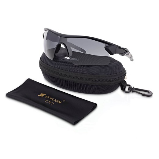 Sportowe okulary przeciwsłoneczne z polaryzacją i filtrem UV400 STZ-DR-27 czarne ze sklepu Stylion w kategorii Okulary przeciwsłoneczne damskie - zdjęcie 185964447