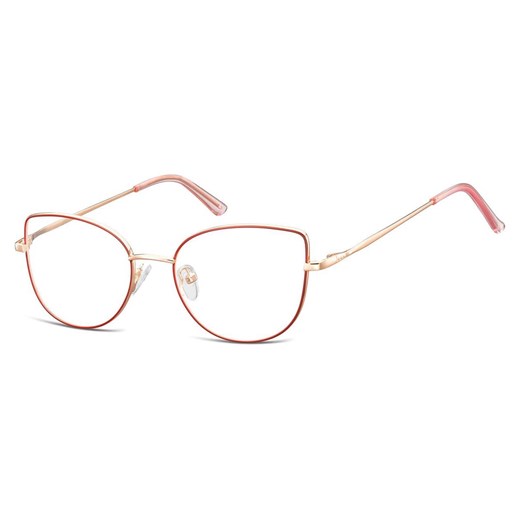 Okulary oprawki korekcyjne kocie oczy zerówki Sunoptic L119 gold/red ze sklepu Stylion w kategorii Okulary korekcyjne damskie - zdjęcie 185964468