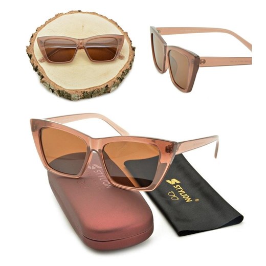 Damskie okulary przeciwsłoneczne kocie oczy brązowe STV-365 ze sklepu Stylion w kategorii Okulary przeciwsłoneczne damskie - zdjęcie 185964475