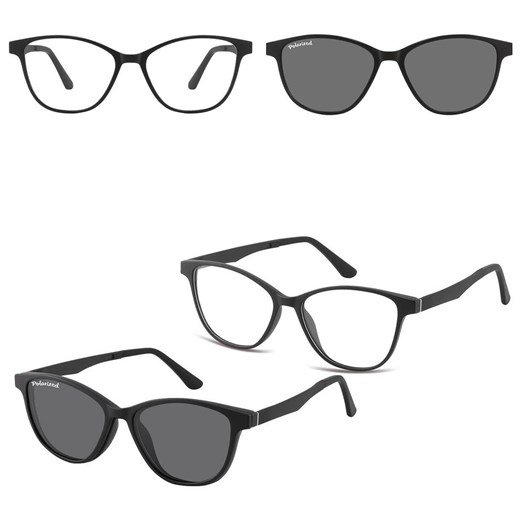 Damskie okulary pod korekcję z polaryzacyjną Nakładką przeciwsłoneczną na magnes CLIP-TRC-189-1 ze sklepu Stylion w kategorii Okulary korekcyjne damskie - zdjęcie 185964476