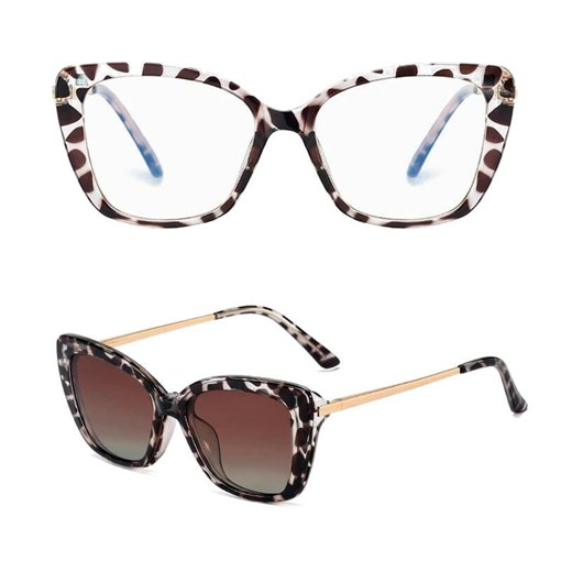 Damskie okulary do komputera z nakładką przeciwsłoneczną Clip-on 25115C ze sklepu Stylion w kategorii Okulary przeciwsłoneczne damskie - zdjęcie 185964535