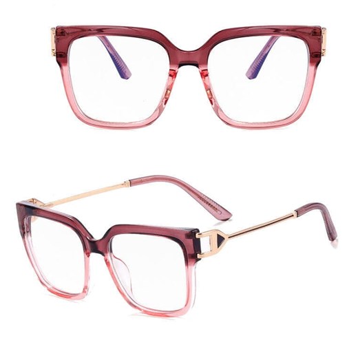 Damskie kwadratowe okulary zerówki do komputera BLUE LIGHT z flexami 25130G ze sklepu Stylion w kategorii Okulary zerówki damskie - zdjęcie 185964536