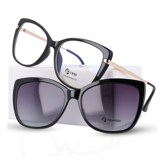 Damskie okulary do komputera z nakładką przeciwsłoneczną Clip-on 25114 ze sklepu Stylion w kategorii Okulary przeciwsłoneczne damskie - zdjęcie 185964537