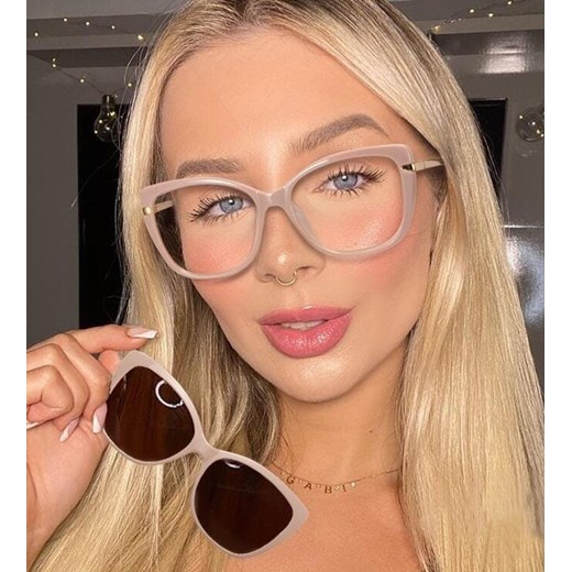 Damskie okulary do komputera z nakładką przeciwsłoneczną Clip-on 25114A ze sklepu Stylion w kategorii Okulary przeciwsłoneczne damskie - zdjęcie 185964538