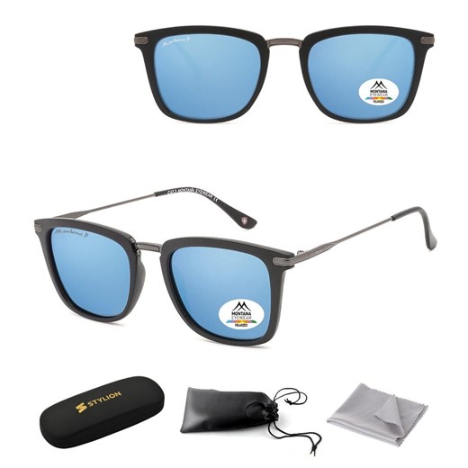 Czarne prostokątne okulary przeciwsłoneczne lustrzane z polaryzacją MP12C - id: 7451 - marki Montana - 185964556 Czarne prostokątne okulary przeciwsłoneczne lustrzane z polaryzacją MP12C ze sklepu Stylion w kategorii Okulary przeciwsłoneczne męskie - zdjęcie 185964556