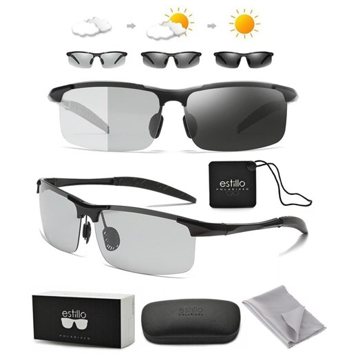 Męskie okulary przeciwsłoneczne HD z fotochromem i polaryzacją EST-612FP-1 ze sklepu Stylion w kategorii Okulary przeciwsłoneczne męskie - zdjęcie 185964557