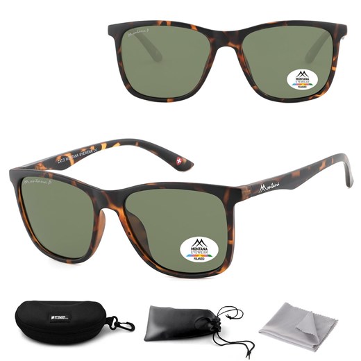 Panterkowe prostokątne okulary przeciwsłoneczne z polaryzacją flex MP6A ze sklepu Stylion w kategorii Okulary przeciwsłoneczne męskie - zdjęcie 185964605
