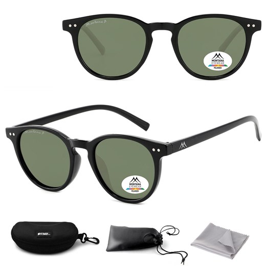 Czarne okulary Lenonki przeciwsłoneczne z polaryzacją okrągłe MP75A ze sklepu Stylion w kategorii Okulary przeciwsłoneczne damskie - zdjęcie 185964609