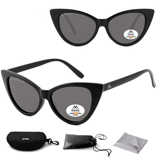 Czarne damskie okulary przeciwsłoneczne z polaryzacją Kocie Oczy MP71 ze sklepu Stylion w kategorii Okulary przeciwsłoneczne damskie - zdjęcie 185964617