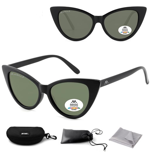 Czarne damskie okulary przeciwsłoneczne z polaryzacją Kocie Oczy MP71A ze sklepu Stylion w kategorii Okulary przeciwsłoneczne damskie - zdjęcie 185964618
