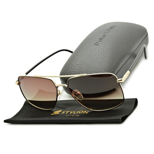 Męskie okulary przeciwsłoneczne pilotki z polaryzacją i filtrem UV400 POL-119A PolarZone ze sklepu Stylion w kategorii Okulary przeciwsłoneczne męskie - zdjęcie 185964685