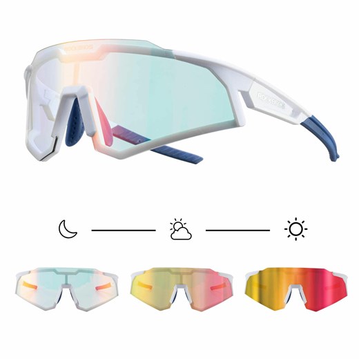 Okulary rowerowe ochronne przyciemniające z fotochromem kat.0-3 + wkładka korekcyjna ze sklepu Stylion w kategorii Okulary przeciwsłoneczne męskie - zdjęcie 185964698