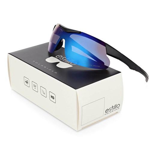 Okulary sportowe przeciwsłoneczne z polaryzacją lustrzane ESTILLO EST-412-10 blue/black ze sklepu Stylion w kategorii Okulary przeciwsłoneczne męskie - zdjęcie 185964707