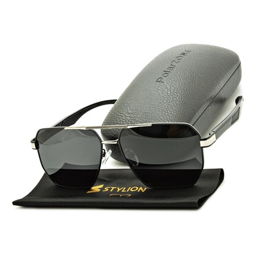 Duże Męskie okulary przeciwsłoneczne pilotki z polaryzacją i filtrem UV400 POL-120A PolarZone ze sklepu Stylion w kategorii Okulary przeciwsłoneczne męskie - zdjęcie 185964755