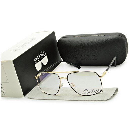 Męskie okulary pilotki zerówki do komputera BLF filtr EST-131K-16 Estillo ze sklepu Stylion w kategorii Okulary zerówki męskie - zdjęcie 185964756