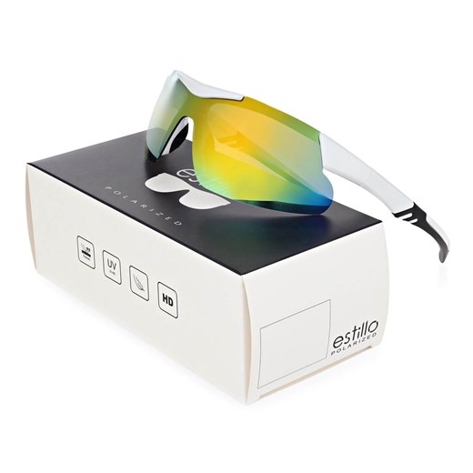 Okulary sportowe przeciwsłoneczne z polaryzacją lustrzane ESTILLO EST-412A-8 white/orange - id: 570 - marki Estillo - 185964765 Okulary sportowe przeciwsłoneczne z polaryzacją lustrzane ESTILLO EST-412A-8 white/orange ze sklepu Stylion w kategorii Zegarki - zdjęcie 185964765
