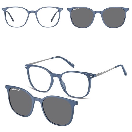 Owalne okulary pod korekcję z polaryzacyjną nakładką przeciwsłoneczną CLIP-TRC-194B-1 ze sklepu Stylion w kategorii Okulary korekcyjne damskie - zdjęcie 185964805