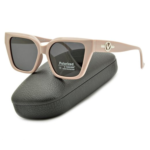 Pąsowe różowe damskie okulary przeciwsłoneczne z filtrem UV400 i polaryzacją POL-73115 ze sklepu Stylion w kategorii Okulary przeciwsłoneczne damskie - zdjęcie 185964816