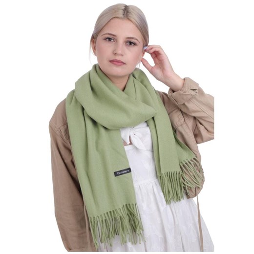 Pistacjowy Szalik damski duży cashmere frędzle SZA-76 ze sklepu Stylion w kategorii Szaliki i chusty damskie - zdjęcie 185964825