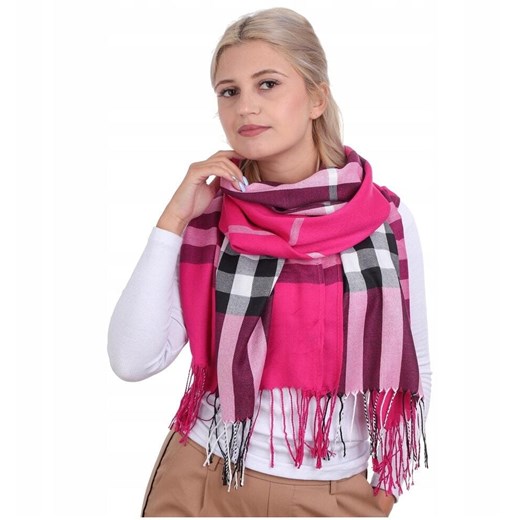Fioletowy Ciepły szalik damski angielska krata Cashmere SZA-75 ze sklepu Stylion w kategorii Szaliki i chusty damskie - zdjęcie 185964826