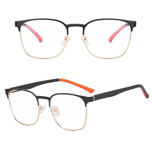 Solidne okulary zerówki do komputera BLUE LIGHT czarno-złote z flexami 25126C ze sklepu Stylion w kategorii Okulary zerówki damskie - zdjęcie 185964829