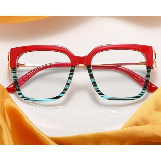 Damskie kwadratowe okulary zerówki do komputera BLUE LIGHT z flexami 25130D ze sklepu Stylion w kategorii Okulary zerówki damskie - zdjęcie 185964835