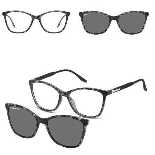 Damskie okulary pod korekcję z polaryzacyjną Nakładką przeciwsłoneczną na magnes CLIP-TRC-186A-1 ze sklepu Stylion w kategorii Okulary korekcyjne damskie - zdjęcie 185964839