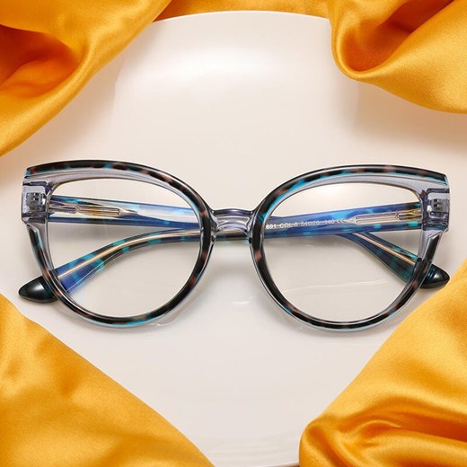 Damskie kocie okulary zerówki do komputera BLUE LIGHT na teleskopach 25128A Niebieska Pantera ze sklepu Stylion w kategorii Okulary zerówki damskie - zdjęcie 185964846