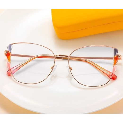 Damskie kocie okulary zerówki do komputera BLUE LIGHT z flexami 25129E ze sklepu Stylion w kategorii Okulary zerówki damskie - zdjęcie 185964865