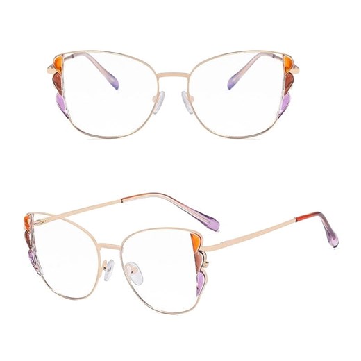 Damskie kocie okulary zerówki do komputera BLUE LIGHT z flexami 25129F ze sklepu Stylion w kategorii Okulary zerówki damskie - zdjęcie 185964866