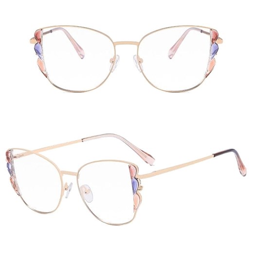 Damskie kocie okulary zerówki do komputera BLUE LIGHT z flexami 25129G ze sklepu Stylion w kategorii Okulary zerówki damskie - zdjęcie 185964867