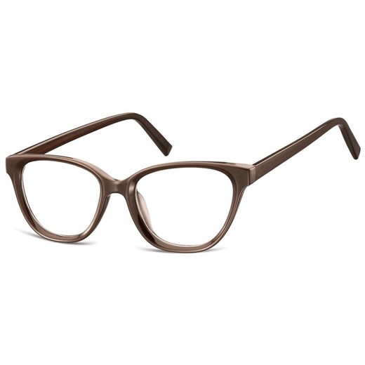 Damskie okulary optyczne zerówki kocie oczy Sunoptic CP117C brązowe ze sklepu Stylion w kategorii Okulary korekcyjne damskie - zdjęcie 185964926