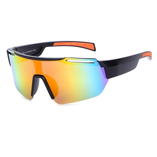 Sportowe okulary przeciwsłoneczne lustrzanki z filtrem UV400 czarne/pomarańczowe SVM-10D ze sklepu Stylion w kategorii Okulary przeciwsłoneczne męskie - zdjęcie 185965026