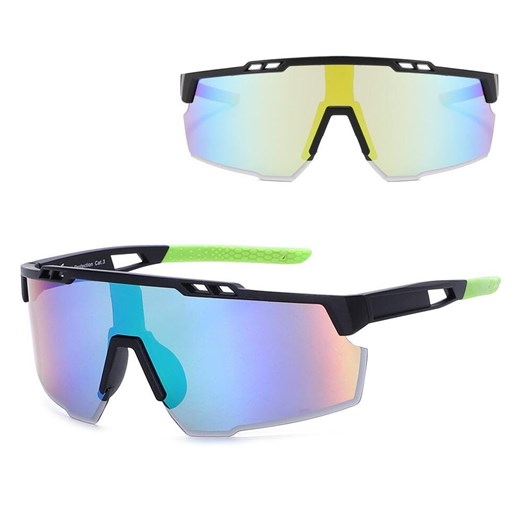 Sportowe okulary przeciwsłoneczne z filtrem UV400 Black/Green SVM-13C ze sklepu Stylion w kategorii Okulary przeciwsłoneczne damskie - zdjęcie 185965047