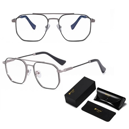 Okulary pilotki zerówki do komputera BLUE LIGHT z flexami 25140C gray/black ze sklepu Stylion w kategorii Okulary zerówki damskie - zdjęcie 185965157