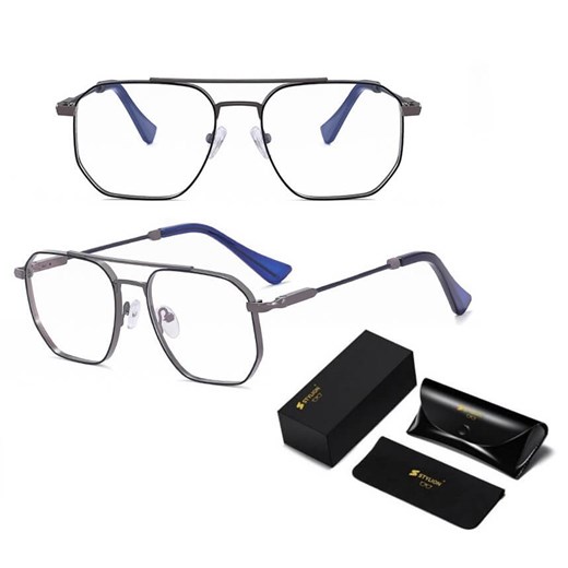 Okulary pilotki zerówki do komputera BLUE LIGHT z flexami 25140D gray/blue ze sklepu Stylion w kategorii Okulary zerówki damskie - zdjęcie 185965158