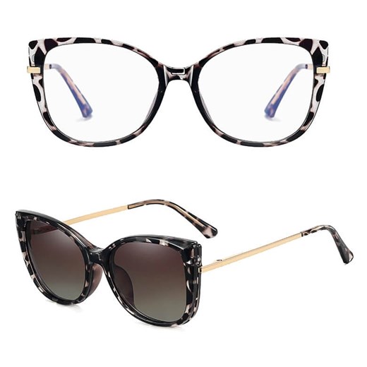 2w1 Okulary damskie do komputera z nakładką przeciwsłoneczną na magnes Clip-On 25138A panterkowe - id: 626 - marki Stylion - 185965197 2w1 Okulary damskie do komputera z nakładką przeciwsłoneczną na magnes Clip-On 25138A panterkowe ze sklepu Stylion w kategorii Okulary przeciwsłoneczne damskie - zdjęcie 185965197