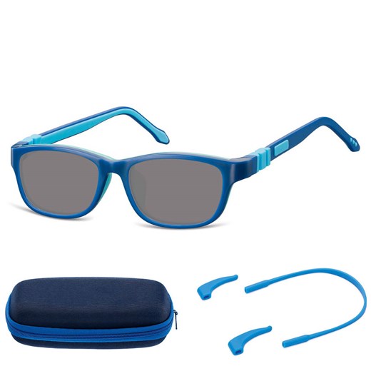 Elastyczne dziecięce okulary przeciwsłoneczne prostokątne + gumka Sunoptic SK5A granatowe ze sklepu Stylion w kategorii Okulary przeciwsłoneczne dziecięce - zdjęcie 185965206