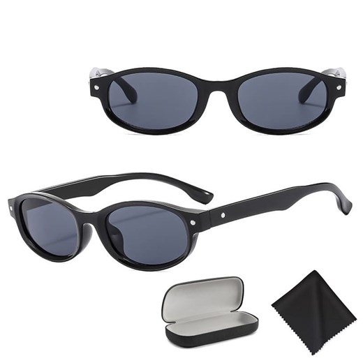 Okulary przeciwsłoneczne z filtrem UV400 STL30 czarne + akcesoria ze sklepu Stylion w kategorii Okulary przeciwsłoneczne damskie - zdjęcie 185965278