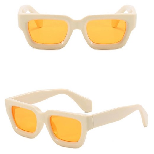 Okulary przeciwsłoneczne z filtrem UV400 STL21C kremowe + akcesoria ze sklepu Stylion w kategorii Okulary przeciwsłoneczne damskie - zdjęcie 185965287