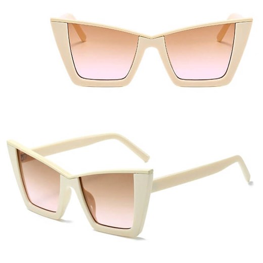 Okulary przeciwsłoneczne Kocie z filtrem UV400 STL31B kremowe + akcesoria ze sklepu Stylion w kategorii Okulary przeciwsłoneczne damskie - zdjęcie 185965356