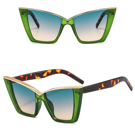 Okulary przeciwsłoneczne Kocie z filtrem UV400 STL31D zielono-panterkowe + akcesoria ze sklepu Stylion w kategorii Okulary przeciwsłoneczne damskie - zdjęcie 185965359