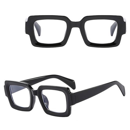 Okulary Prostokątne zerówki do komputera z filtrem BLUE LIGHT STL40F czarne + akcesoria ze sklepu Stylion w kategorii Okulary zerówki damskie - zdjęcie 185965376