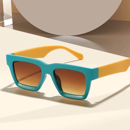 Okulary przeciwsłoneczne z filtrem UV400 STL39B Turkus/Żółty + akcesoria ze sklepu Stylion w kategorii Okulary przeciwsłoneczne damskie - zdjęcie 185965377