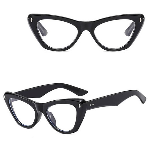 Okulary Kocie zerówki do komputera z filtrem BLUE LIGHT STL35F czarne + akcesoria ze sklepu Stylion w kategorii Okulary zerówki damskie - zdjęcie 185965409